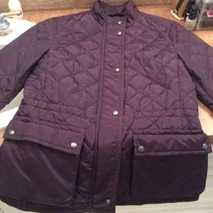 Purple quilted coach rain jacket